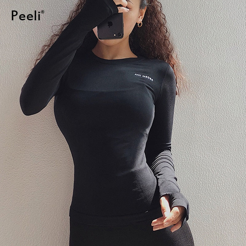 Peeli Long Sleeve Yoga Shirts Sport