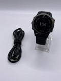 Garmin Fenix 6 Pro Solar Smartwatch 47mm DLC Bezel Charger GPS Black Silicone Band